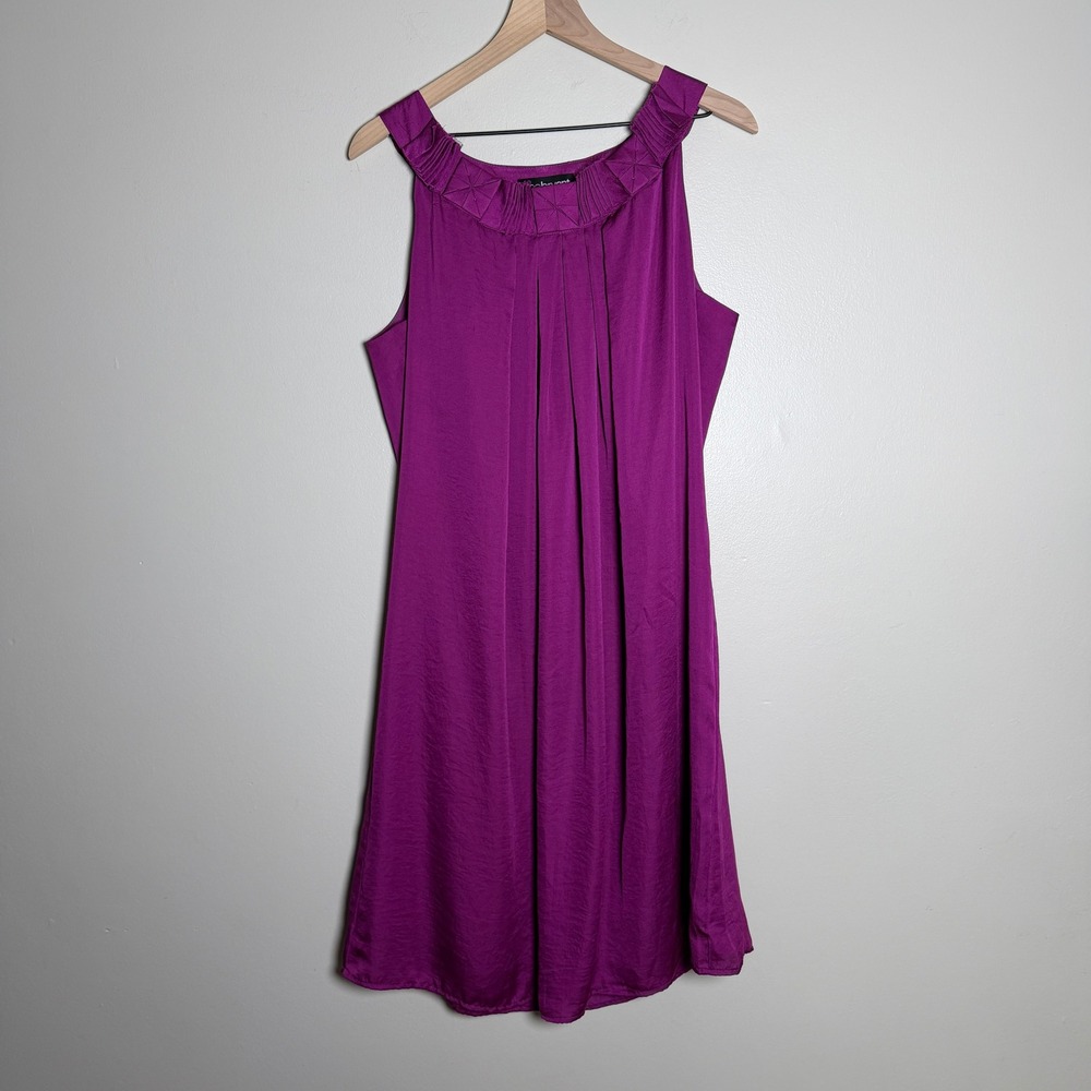 Lane Bryant Magenta Purple Pleated Neckline Sleeveless Shift Dress Plus‎ Size 18
